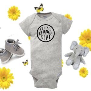Gray Climate Change Baby Onesie ACTIVIST